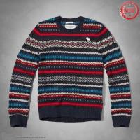 heren abercrombie and fitch crewneck truien colorful pattern koningsblauw rood Aanbiedingen Sale j4u8i188